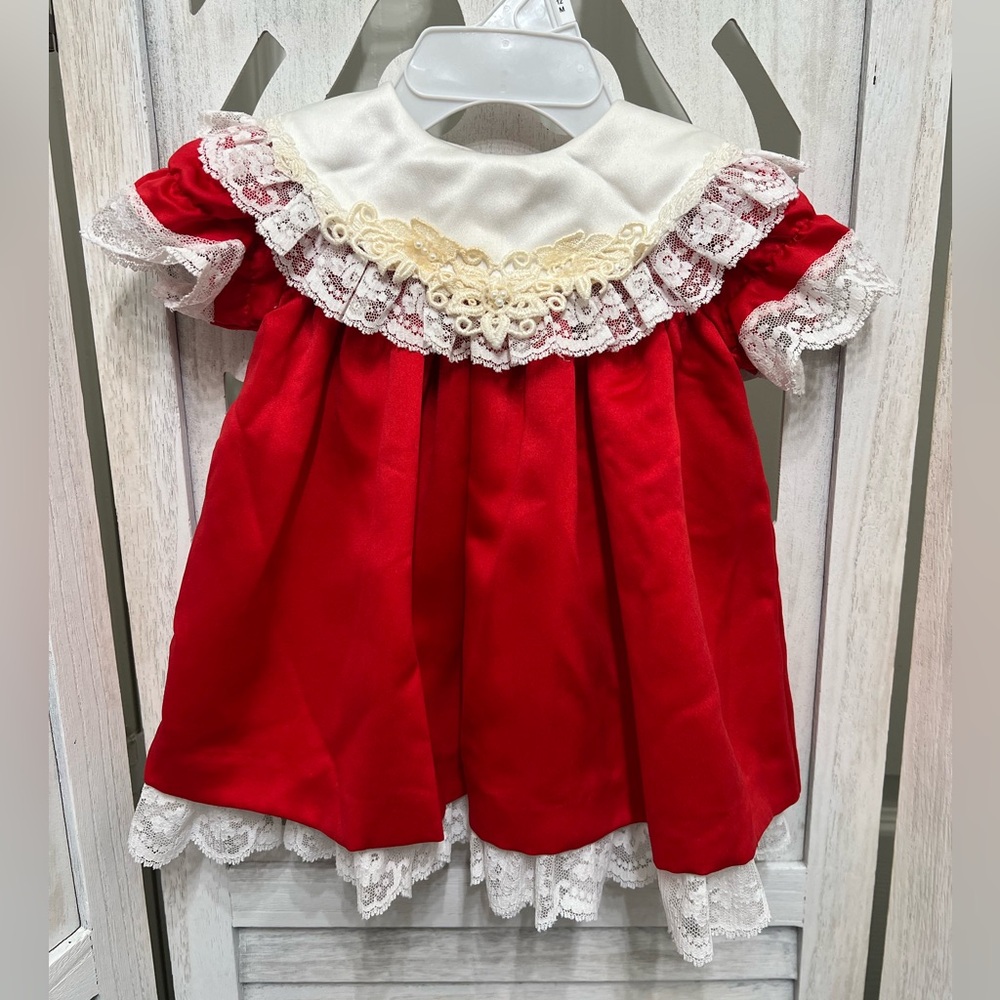 C.I. Castro Vintage Red Baby Infant Dress 6MO